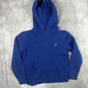 Polo Ralph Lauren Kids Size S 8 Royal Blue Fleece Pullover Hoodie Pony Logo